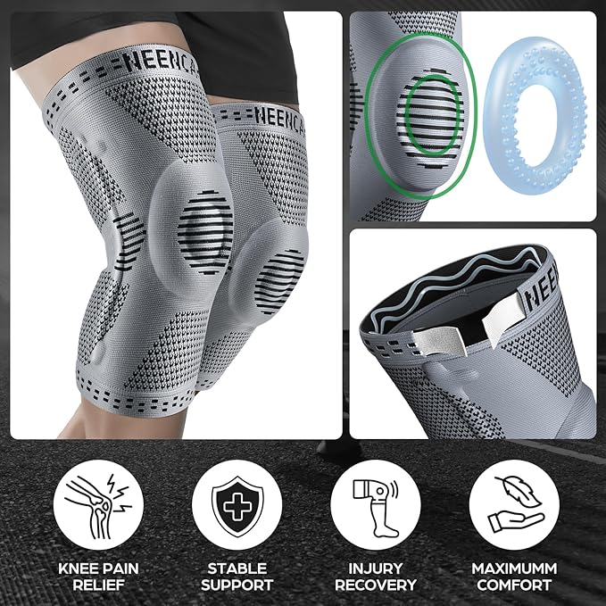 NEENCA Professional Knee Brace for Pain Relief, Medical Knee Support with Patella Pad & Side Stabilizers, Compression Knee Sleeve for Meniscus Tear, ACL, Joint Pain, Runner, Workout - FSA/HSA APPROVED