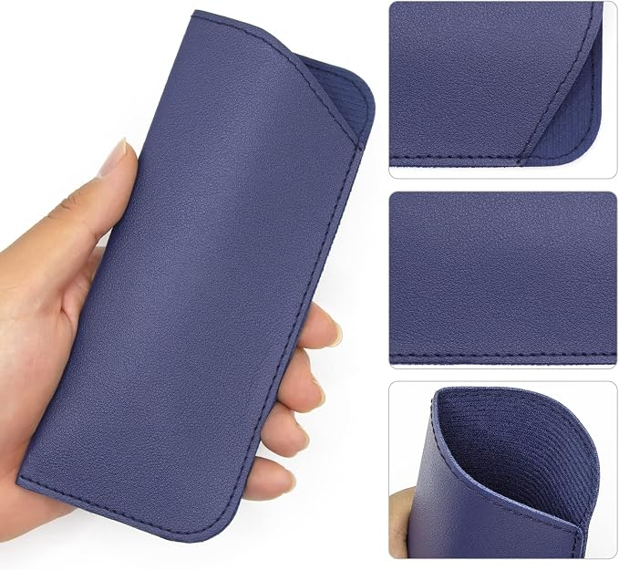 Soft Glasses Case, Leather Eye Glass Case Glasses Pouch for Women Men Kids Travelling Reading