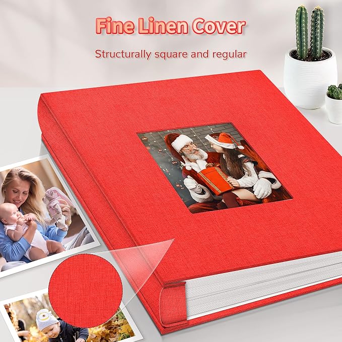 Artfeel Photo Album 4x6 with 600 Pockets,Slip-in Picture Albums,Linen Cover Memory Book with Front Window,White Page Vertical Photo Book for Wedding,Family,Anniversare,Baby,Vacation