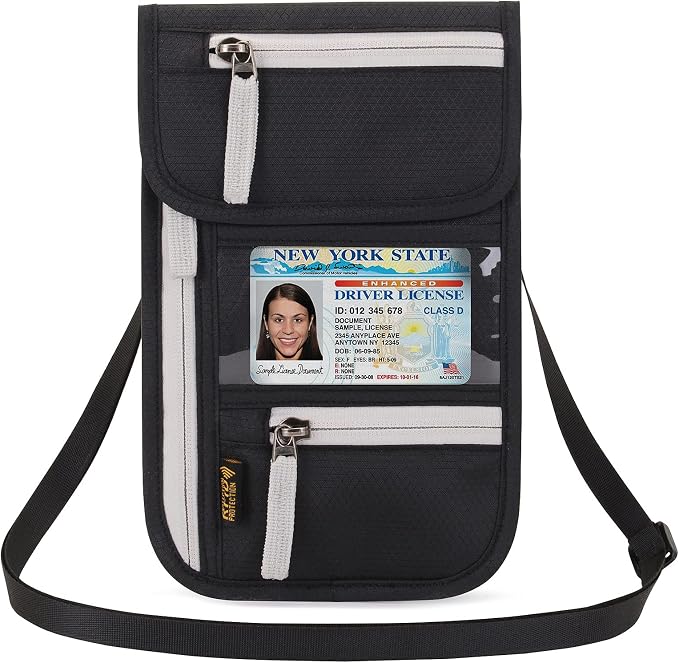 Neck Wallet Lightweight RFID Blocking Waterproof Travel Pouch Passport Wallets for Women Men