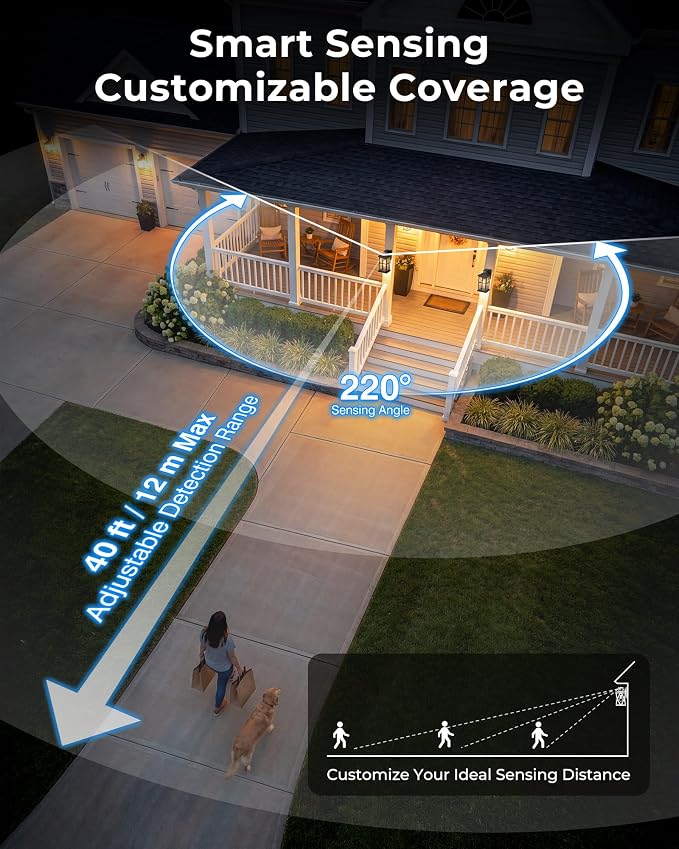 VIANIS Large White Outdoor Lights for House, Modern Exterior Light Fixtures | Outdoor Motion Sensor Light Wall Mount, 100% Aluminum Waterproof Outdoor Wall Sconce Lantern for Garage, Textured Seed Glass