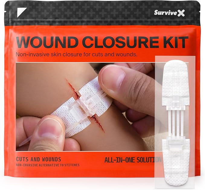 SurviveX Zip Stitch Wound Closure Strips - Repair Wounds Without Stitches - Zipstitch Sutures - Laceration Closure First Aid Kit