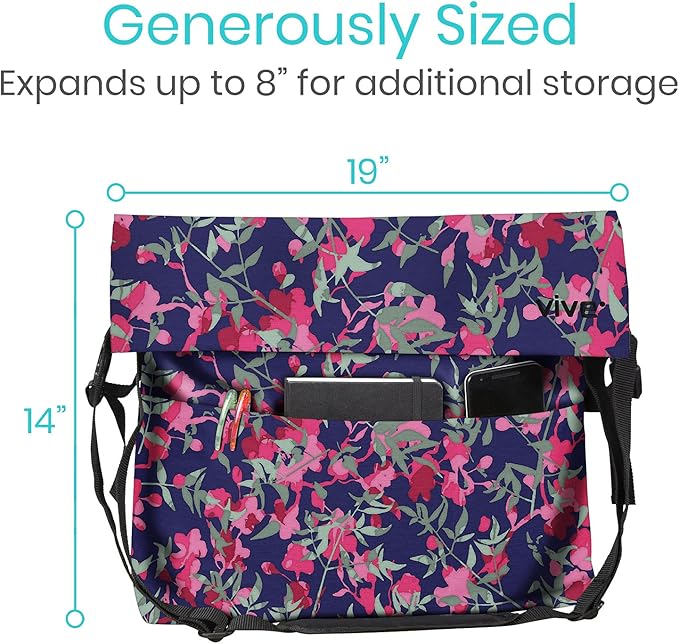 Vive XL Wheelchair Accessories Bag - Waterproof, Scratch-Resistant, Double-Stitched, Machine Washable for Adults, Seniors, 15 Colors - Storage Walker Backpack to Hang on Back