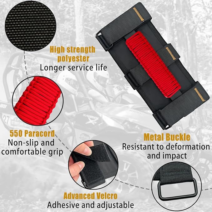 2 Pack Paraocrd Roll Bar Grab Handles for Jeep Wrangler Accessories | CJ YJ TJ JK JL LJ JLU JKU Sahara Freedom Rubicon, Gladiator JT (1955-2023 Modle), Upgrade Strong Metal Buckle, Non-Deformable