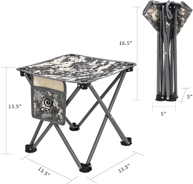 Camping Stool 2 Pack,13.5 Inch Portable Folding Stool for Outdoor Gardening and Beach Hiking Fishing,Foot Stool with Carry Bag (Camouflage)