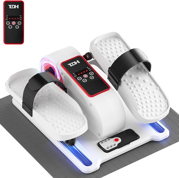 TDH Under Desk Elliptical Machine,Electric Leg Exerciser as Seen on Tv for Senior Adult,Portable Quiet Pedal Exerciser While Sitting with 12 Adjustable Speed Auto&HR Mode for Home Office