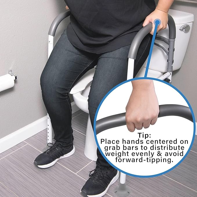 Vaunn Medical Deluxe Adjustable and Foldable Toilet Safety Frame, Bathroom Handrail Assist Grab Bar Handle