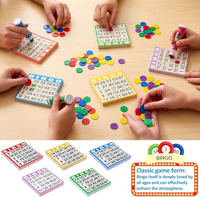Harloon 500 Sheets Bingo Paper Game Cards 20 Books 4"x4" Disposable Cards Suit for Family Game Nights Large Groups Activities (Fresh Color)