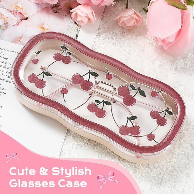 MoKo Glasses Case Hard Shell, Cute Eyeglass Case for Reading Glasses, Clear Eyeglasses Case for Women Girls