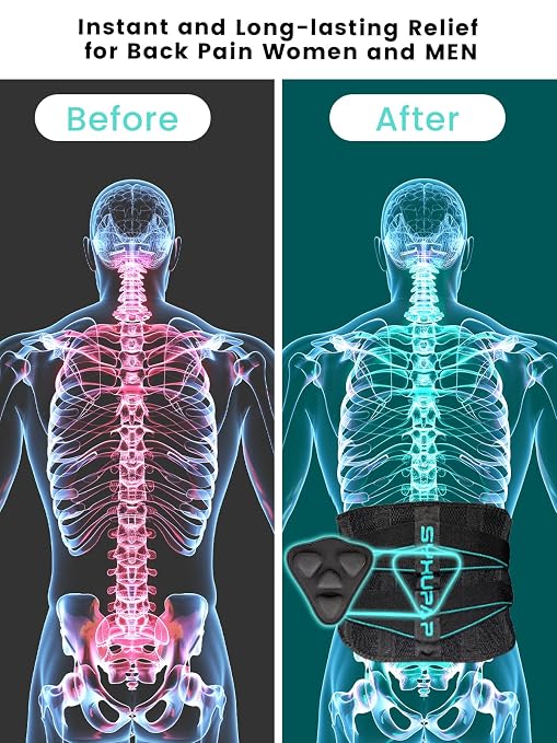 SYXUPAP Back Braces for Lower Back Pain Relief with 6 Stays, Breathable Back Support Belt for Men/Women for work, Anti-skid lumbar support belt with 16-hole Mesh for sciatica, Blue