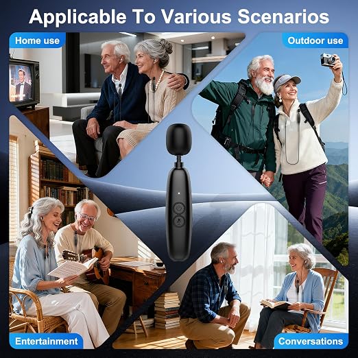 IceHeat Personal Sound Amplifier for Seniors – Affordable & Easy-to-Use, 50dB Gain, 7-Level Tone Control, Noise Cancelling, Rechargeable with Long Battery Life, Black