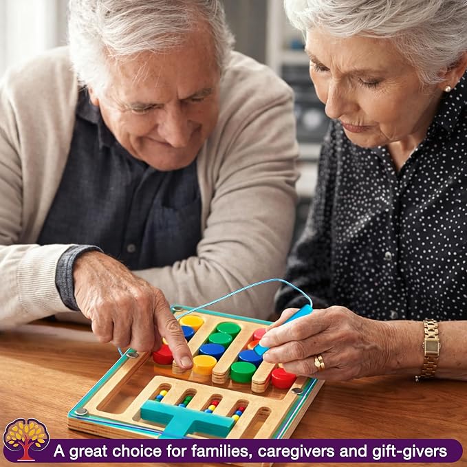 Alzheimers Products for Elderly, Dementia Fidget Toys for Seniors, Handhold Games Memory Care Activities for Parkinson Patients, Easy Cognitive Puzzle Magnetic Maze Matching Board Crafts Gadgets Gifts