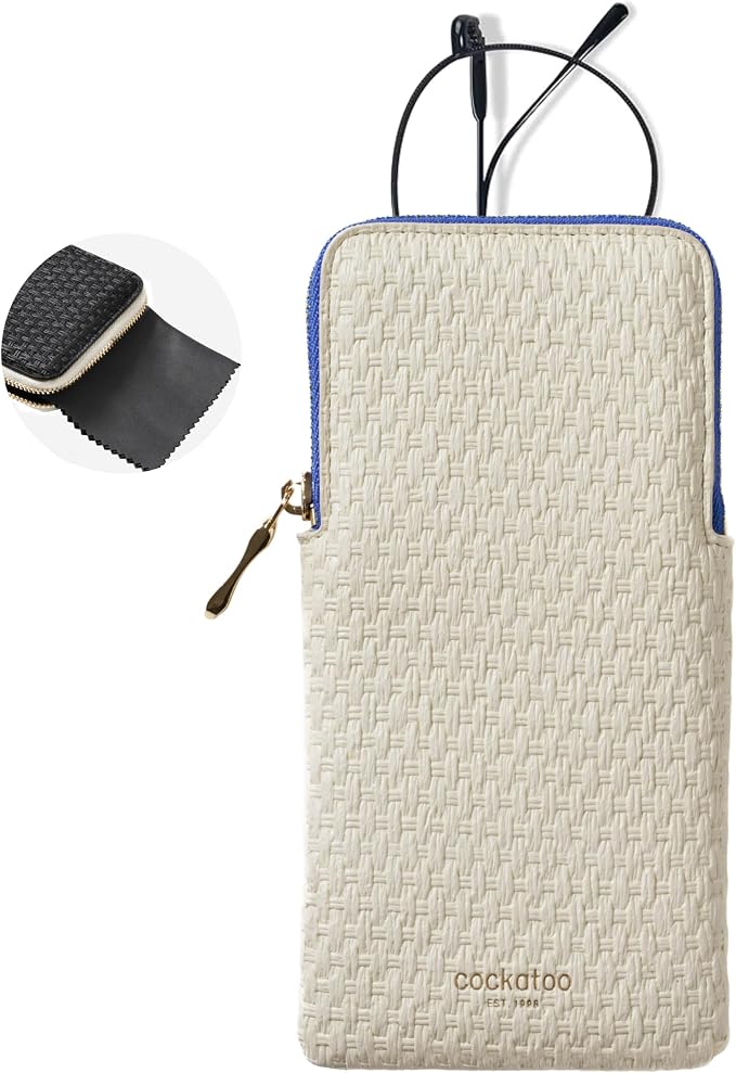 Cockatoo Portable Glasses Case, Drop-Resistant Eyewear Storage Pouch, Slim Soft Case for Sunglasses, with Cleaning Cloth