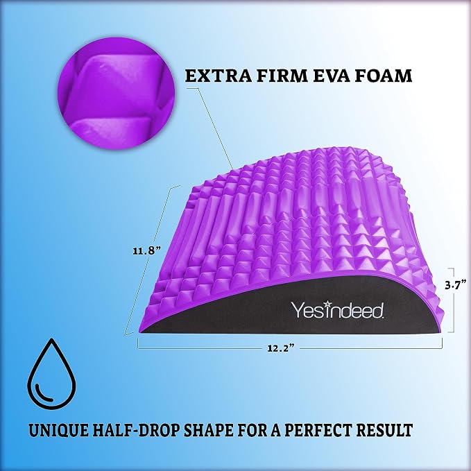 Back Stretcher Pillow – Pain Relief for Lower Back, Lumbar Support, Posture Correction, Sciatica Aid, Orthopedic Design, Easy to Use at Home, Office, or Anywhere, Orthopedist Recommended (Purple)