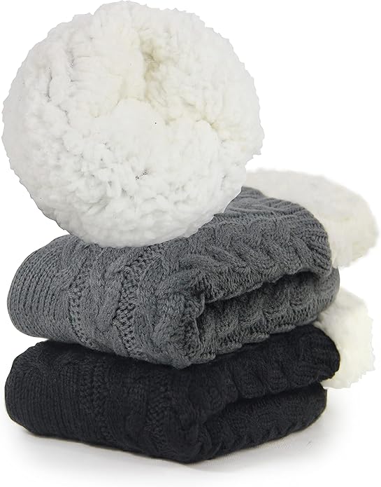 Slipper Socks for Women with Gripper - Winter Non Slip Thick Fuzzy Socks - Warm Cozy Christmas Gift