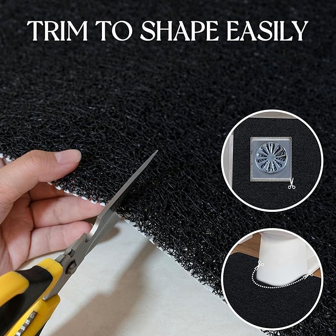 Bathtub Mat Non Slip, 30x17 Inch Shower Mats for Inside Shower, PVC Loofah Bathroom Mat Quick Dry with Drain Hole, Phthalate-Free Bath Mats for Shower Bathroom Tub and Wet Areas (Black)
