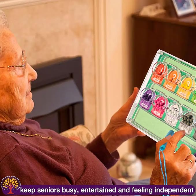 Memory Games for Seniors, Dementia Activities Alzheimer Product for Elderly | Wooden Handhold Easy Magnetic Color & Number Activities for Parkinson Patients, Memory Care Cognitive Puzzle Matching Board