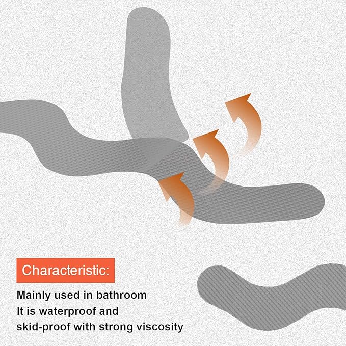 36 PCS Anti Slip Shower Stickers, Safety Bathtub Strips Adhesive Decals with Premium Scraper for Bath Tub Shower Stairs (Grey)