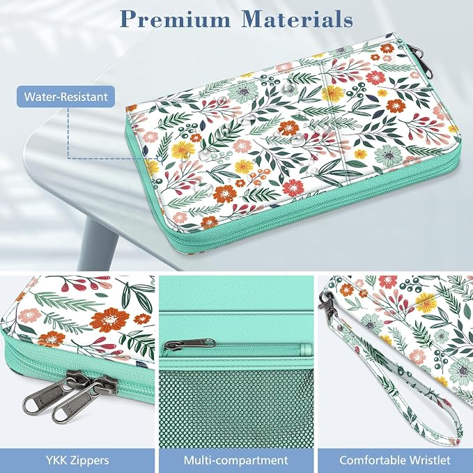 FINTIE Family Passport Holder Wallet Travel Document Organizer Clutch Bag | RFID Blocking Credit Cards Case Cover for Women Men