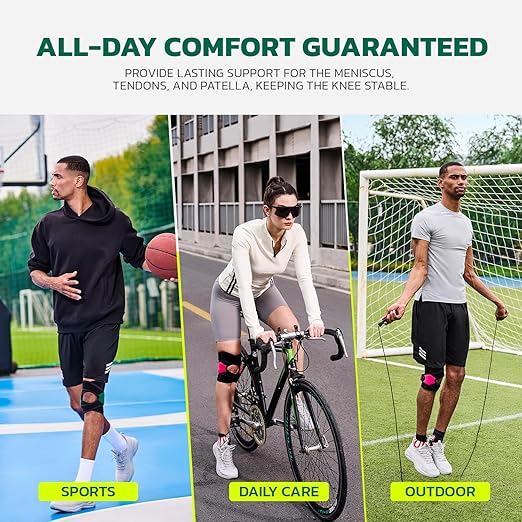 Knee Brace for Women Men Knee Pain Meniscus Tear Arthritis Patella Dislocation Best Osteoarthritis Adjustable Compression with Memory Stabilizers for ACL MCL Breathable for Injury Recovery M