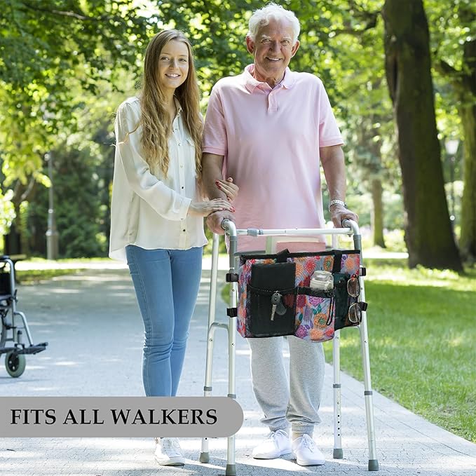 Walker Bag Seniors Accessories with Cup Holder Pocket for Folding Tote Pouches Storage Carry Things Basket