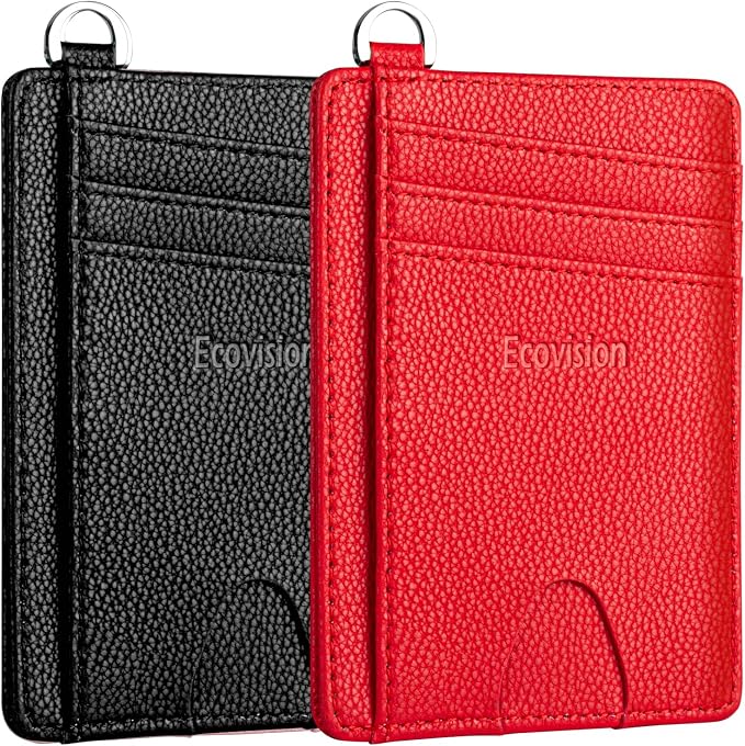 Slim Minimalist Front Pocket Wallet, RFID Blocking Credit Card Holder Wallet with Detachable D-Shackle for Men Women