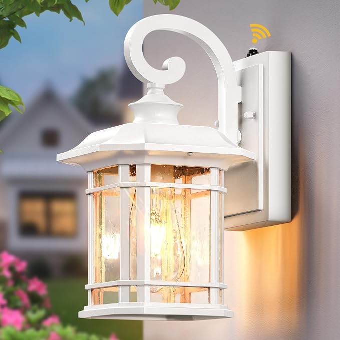 VIANIS White Outdoor Wall Lights, Dusk to Dawn Outdoor Light Fixture, 100% Aluminum Exterior Lighting Fixtures for House, Porch, Garden, Doorway, Waterproof