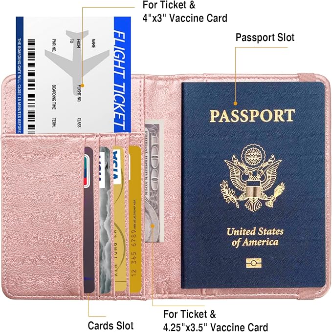 Premium Passport Holder for Travel RFID Blocking Passport Cover Slim | Passport Cover for Women Men Leather US Passport Wallet Case for Travel Passport Book Cover Travel Document Organizer Carrier