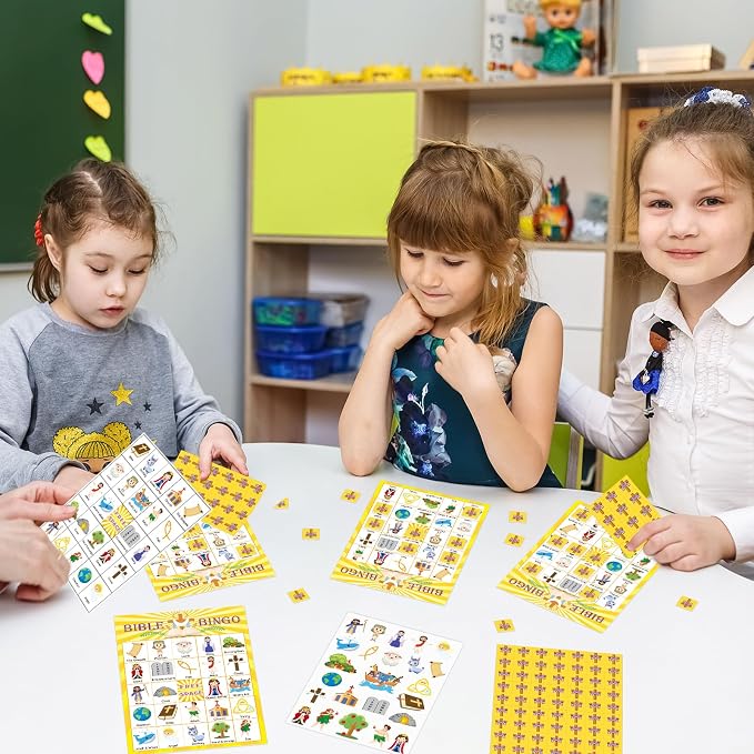 30 Players Bible Bingo Game for Kids Adult Vacation Bible School Christian Sunday Church Game Bible Activities Easter Gift Family Open Day Supplies