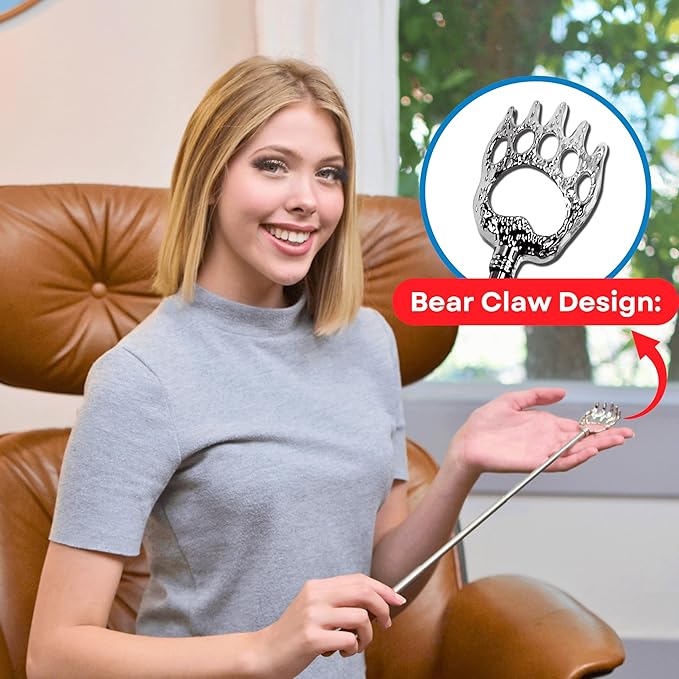 RMS 5 Pack Telescoping Back Scratcher - Extendable Telescope Back Scratchers - Bear Claw Metal Telescopic Backscratcher Eliminating Back Itching in Black, Blue, Green, Purple, Red Color