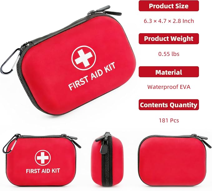 Prelady New Upgraded 181 Pieces Mini First Aid Kit Water Resistant Small Travel First Aid Kit Portable Emergency First Aid Kits for Home Car Camping Boat Hiking Outdoor Daily Use