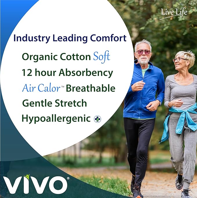 VIVO Organic Cotton Sensitive Skin Overnight Adult Incontinence Pullup Underwear, Women & Men, Medium 22 Count