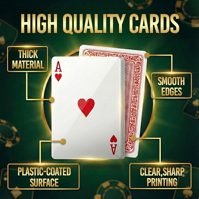 Bedwina Jumbo Playing Cards, Giant Extra Large Print Poker Playing Cards | Casino Theme Poker Party Decorations, Low Vision Gift, Family Game Night, Waterproof, Funny Oversized 5 x 7 Inch Cards 3 Pack