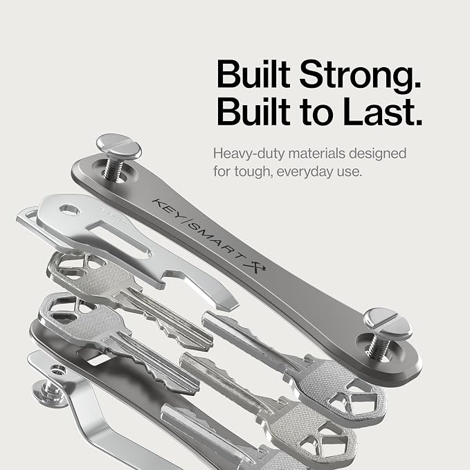 KeySmart Rugged Keychain Multitool Key Holder, Up to 14 Keys | Key Organizer for EDC. Expandable, Durable Build, Reduces Key Chain Bulk & Jingle, Pocket Clip & Bottle Opener Included
