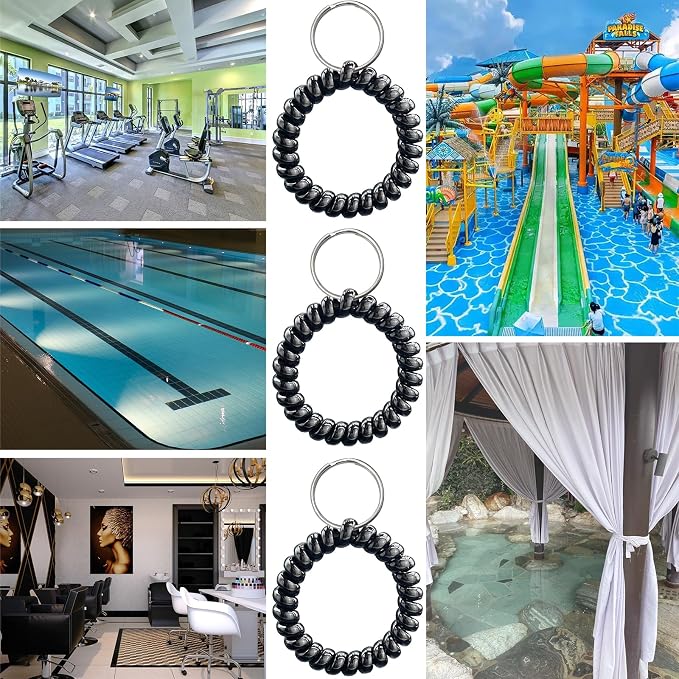 Spiral Coil Keychain, Anti-lost Key Chain Holder Lanyard Cord for Sauna Outdoor Sports and Gym Pool