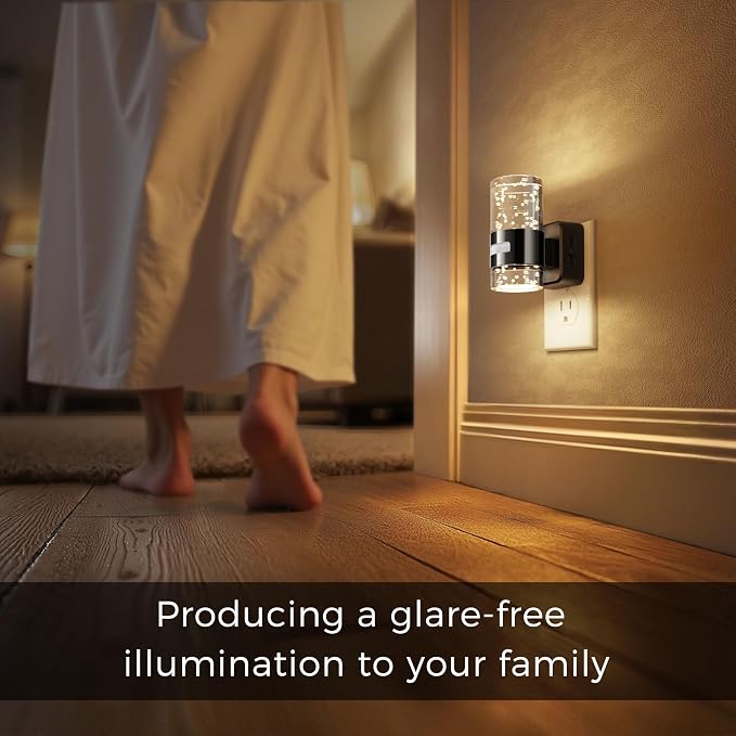 L LOHAS LED Motion Sensor Night Light,Dimmable Night Lights Plug into Wall | 2 Pack 3000K Night-Lights with 0-100 LM Adjustable, Acrylic Bubble Plug in Nightlights for Bathroom Hallway Nursery
