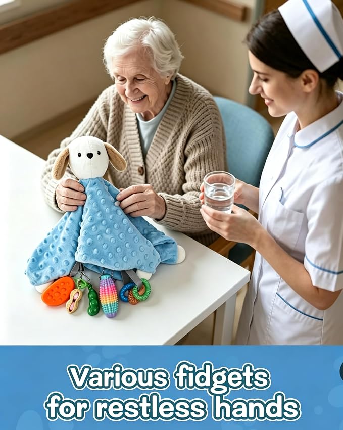Bubble Fleece Fidget Blanket for Adults with Dementia | Alzheimers Dementia Activities Products for Elderly and Seniors | Gift Game and Toy for Alzheimer’s or Dementia | Sensory Fidget Toys
