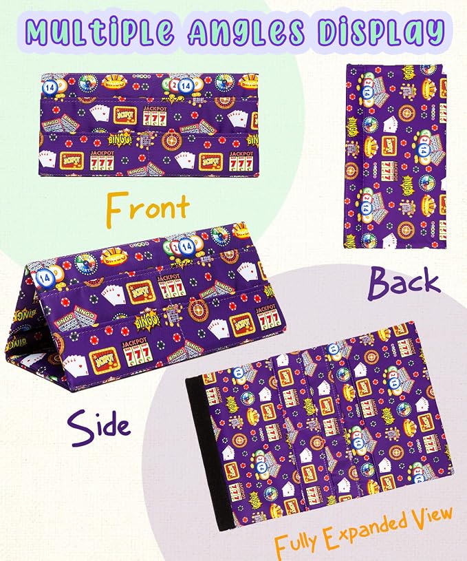 Playing Card Holder for Bingo Pull Tabs Gambling Tickets Card Game Holders for Canasta Poker Bridge Cards Casino Portacartas para Bingo Purple Indigo