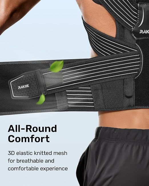 Rakiie All-round Back Belt Support for Women Men, Breathable Durable Lumbar Support Brace, Invisible Under Clothing, Back Support Brace for Hunchback, Gray Size XL (Upper Waist: 47.2"-53.2")