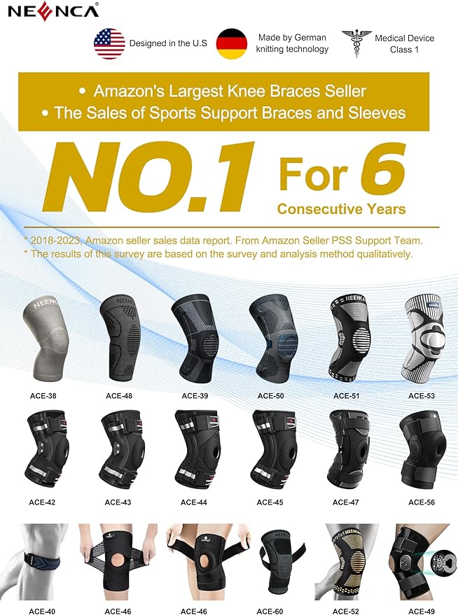 NEENCA Professional Knee Brace for Knee Pain, Hinged Knee Support with Patented X-Strap Fixing System, Medical for Pain Relief, Arthritis, Meniscus Tear, ACL, PCL, MCL, Runner, Sport