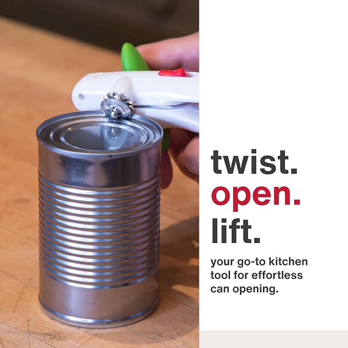 Zyliss Lock N' Lift Can Opener - Can Opener with Lid Lifter Magnet - Manual Can Opener with Locking Mechanism - Safe and Easy-to-Turn - Stainless Steel – Green