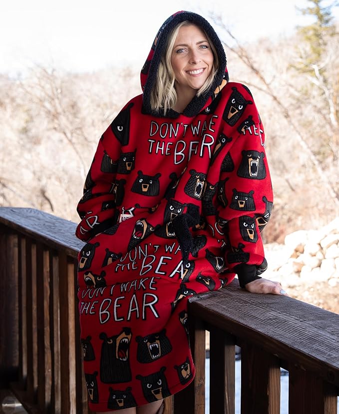 LazyOne Oversized Blanket Hoodie, Oversized Hoodies for Women and Men, One Size Fits All Wearable Blankets