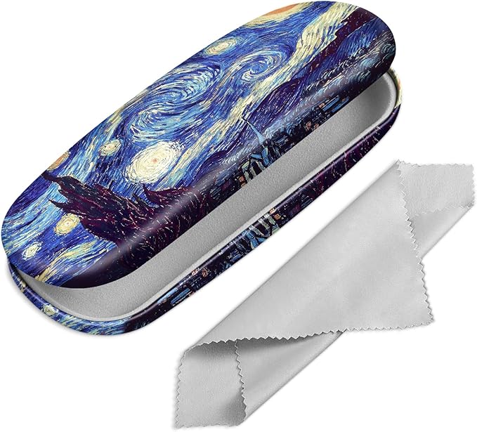 FINTIE Hard Shell Eyeglasses Case, Portable Protective Glasses Cover Eyeglass Holder Box with Cleaning Cloth for Men Women