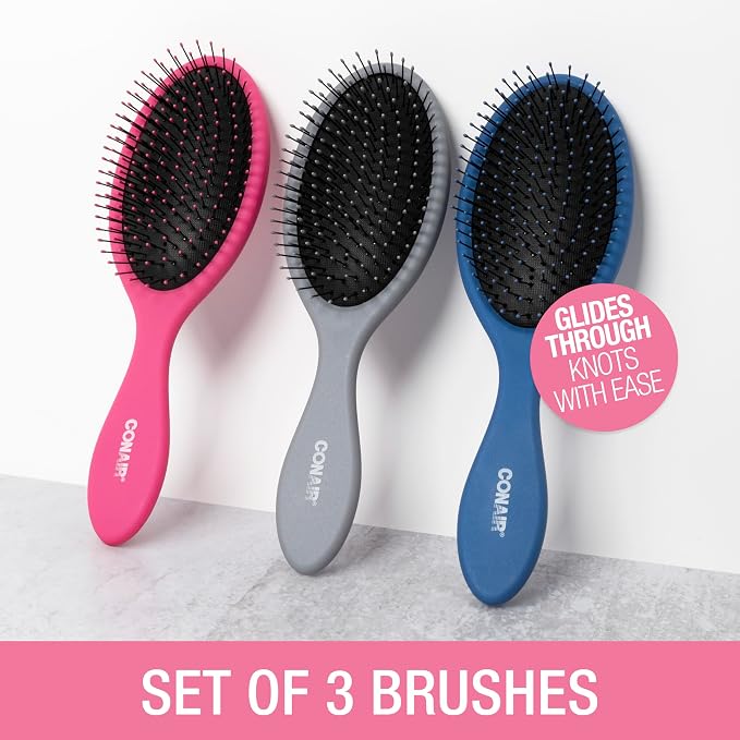 Conair Detangling Hair Brush | Assorted Colors | 3pk, Pack of 8