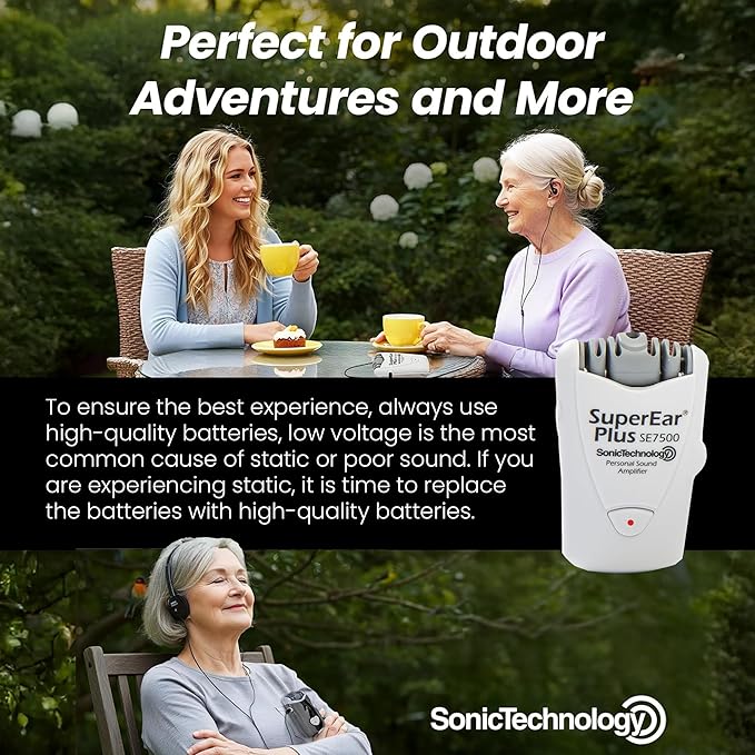 SuperEar Model SE7500 for Seniors - Hearing Amplifiers for Seniors & Elderly, Super Ear Personal Sound Amplifier, Sound Amplifier Listening Device and Audio Accessories in 50dB Ambient Sounds Increase