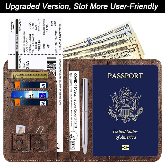 LOHASLIFE Passport Holder for Travel Essentials, Passport Cover Wallet | Leather Rfid Blocking Card Case, Travel Accessories, Vacation Luggage Must Haves, for Men Women