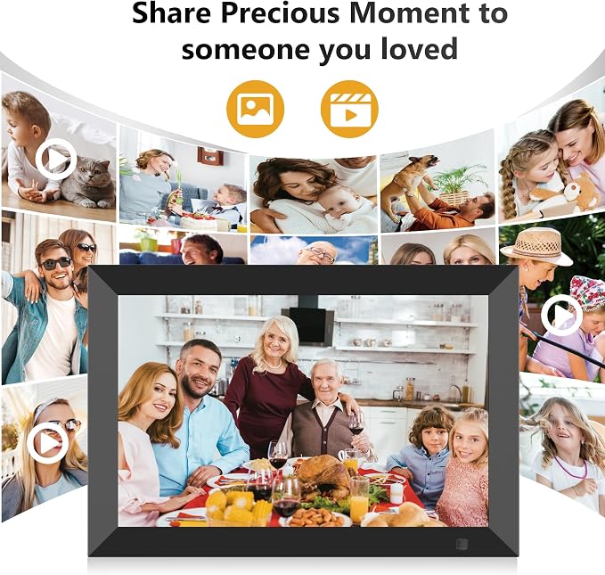 10.1 Inch WiFi Digital Photo Frame, 32GB Smart Digital Picture Frame with IPS Touch Screen, Motion Sensor, Auto-Rotate, Share Photos via Frameo App, Calendar, Ideal Gifts for Mom Grandparents