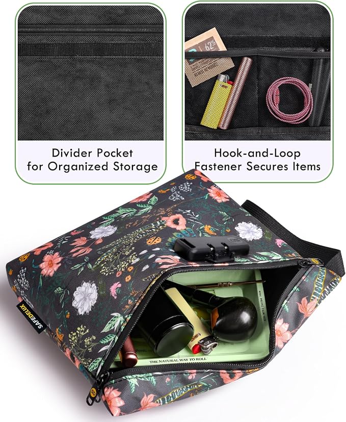 Smell Proof Bag, Odor Proof Bag with Combination Lock, Durable Smell Proof Container with Carbon Lining, Secure Odorless Travel Pouch for Home & On-the-Go (Green Combo)