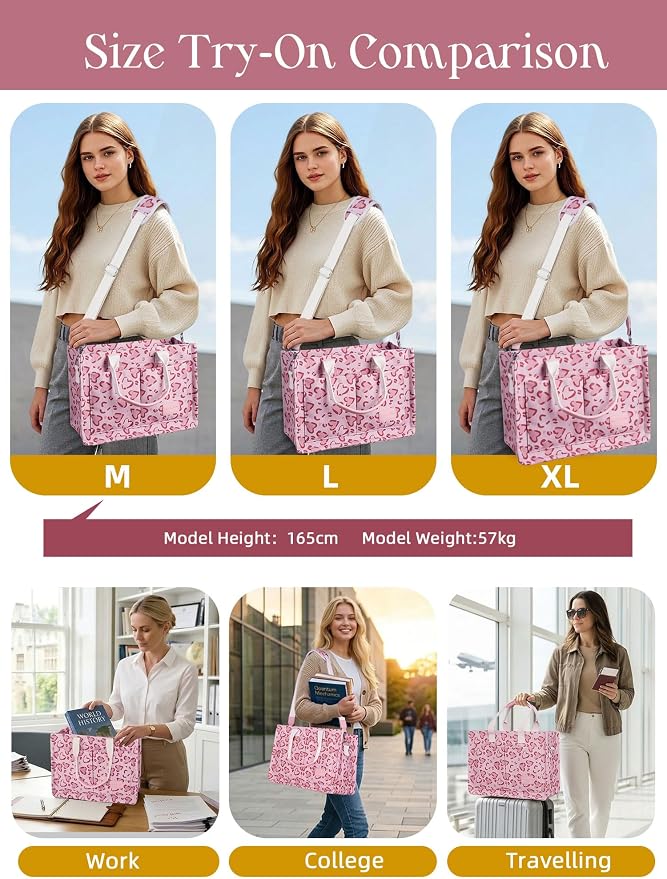 FIORETTO Canvas Tote Bag for Women with Zipper Closure & Individual Compartments for Work College for Teacher & Nurse