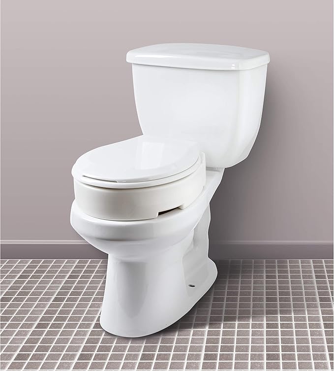 Carex Hinged Round Raised Toilet Seat Riser, Adds 3.5 Inches of Height, 300 lbs Capacity, Elevating and Raising Seat for Elderly and Handicap, Universal, Slip-Resistant, White